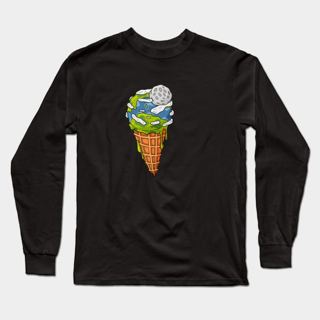 Melting earth ice cream Long Sleeve T-Shirt by Funner